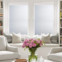 Blind Privacy Window Film Non Adhesive White Strips Window Sticker Faux Shutter Blinds Looking Static Cling Glass Covering for Home Office Security Protection UV Blocking