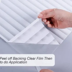 Blind Privacy Window Film Non Adhesive White Strips Window Sticker Faux Shutter Blinds Looking Static Cling Glass Covering for Home Office Security Protection UV Blocking