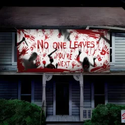 Bloody Halloween Banner- Long Halloween Outdoor Decoration Banner Bloody Hand Background Party Decoration Supplies for Wall Office Fence Yard Garage Backdrop Halloween Decorations