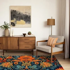 Blue Flower Area Rug Kitchen Mat Non-Slip Oil Proof Floor Mat Livingroom Rug Indoor Outdoor Mat Bedroom Decor Bathroom Mat Entrance Rug Door Mat Bird Tree of Life