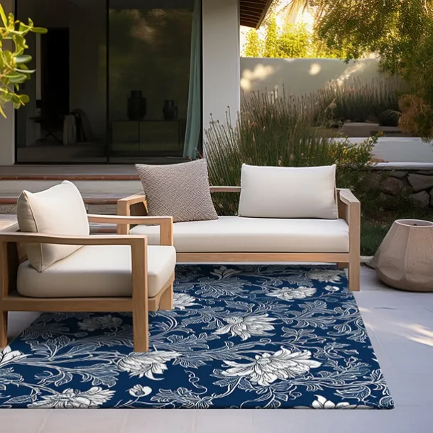 Blue Flower Area Rug Kitchen Mat Non-Slip Oil Proof Floor Mat Livingroom Rug Indoor Outdoor Mat Bedroom Decor Bathroom Mat Entrance Rug Door Mat Bird Tree of Life