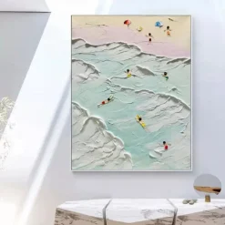 Blue Wave Ocean oil painting hand painted Seascape Coastal oil painting handmade Wall Art Abstract Beach Seascape Painting On Canvas Living room Huge Extra Large oil painting Wall Art Decor