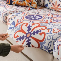 Bohemia Design Sofa Cover Stretch Sofa Seat Couch Cushion Slipcovers Boho Style, Anti-Slip Furniture Protector for Sectional 1/2/3/4 Seat Cover,L Shape Sofa Covers, Chaise Lounge Sofa Slipcover