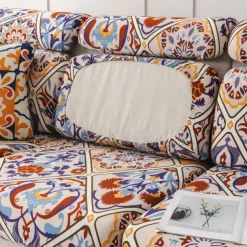 Bohemia Design Sofa Cover Stretch Sofa Seat Couch Cushion Slipcovers Boho Style, Anti-Slip Furniture Protector for Sectional 1/2/3/4 Seat Cover,L Shape Sofa Covers, Chaise Lounge Sofa Slipcover