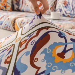 Bohemia Design Sofa Cover Stretch Sofa Seat Couch Cushion Slipcovers Boho Style, Anti-Slip Furniture Protector for Sectional 1/2/3/4 Seat Cover,L Shape Sofa Covers, Chaise Lounge Sofa Slipcover