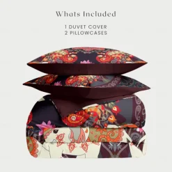 Bohemian Duvet Cover Set 100% Cotton Soft and Breathable Bedding Featuring Elephant Paisely Prints Lightweight and Durable Quilt Cover Comfortable for All Seasons Easy to Care