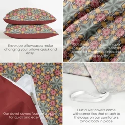 Bohemian Duvet Cover Set 100% Cotton Soft and Breathable Bedding Featuring Prints Lightweight and Durable Quilt Cover Comfortable for All Seasons Easy to Care