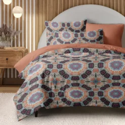 Bohemian Duvet Cover Set 100% Cotton Soft and Breathable Bedding Featuring Prints Lightweight and Durable Quilt Cover Comfortable for All Seasons Easy to Care