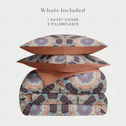 Bohemian Duvet Cover Set 100% Cotton Soft and Breathable Bedding Featuring Prints Lightweight and Durable Quilt Cover Comfortable for All Seasons Easy to Care