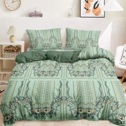 Bohemian Duvet Cover Set 100% Cotton Soft and Breathable Bedding Featuring Paisely Flowers Lightweight and Durable Quilt Cover Comfortable for All Seasons Easy to Care