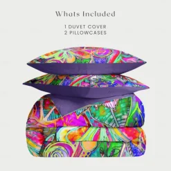 Bohemian Duvet Cover Set 100% Cotton Soft and Breathable Bedding Featuring Colorful Flowers Lightweight and Durable Quilt Cover Comfortable for All Seasons Easy to Care