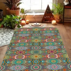 Bohemian Floor Mat Anti-Slip Door Mat Hallway Carpets Area Rugs Washable for Bedroom Living Room Kitchen Bathroom