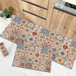 Bohemian Pattern Area Rug Kitchen Mat Non-Slip Oil Proof Floor Mat Livingroom Rug Indoor Outdoor Mat Bedroom Decor Bathroom Mat Entrance Rug Door Mat