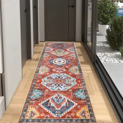 Bohemian Rug Runner Carpet Entrance Mat for Household Use Short Plush Tpr Anti Slip Water Washed Bottom Long Strip Carpet Mat