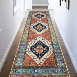 Bohemian Rug Runner Carpet Entrance Mat for Household Use Short Plush Tpr Anti Slip Water Washed Bottom Long Strip Carpet Mat