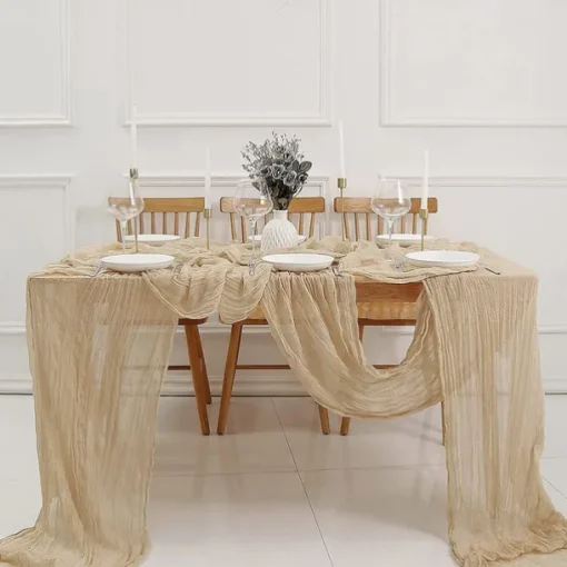 Boho Cheesecloth Table Runner Long Gauze Romantic Table Runner for Weddings, Bridal Showers, Baby Showers, Thanksgiving, Birthdays, Dining Room, Dresser, Fathers Day, Teachers Day, Home Decor