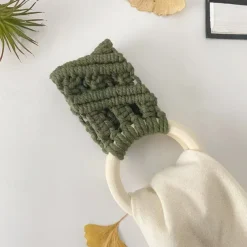 Boho Crochet Towel Ring, Mother's Day Gift Macrame Kitchen Towel Holder, Macrame Towel Holder Ring, Crochet Hanging Towels Loop Ring Knit Towel Hanger, Handmade Macrame Dish Towel Holder Decoration