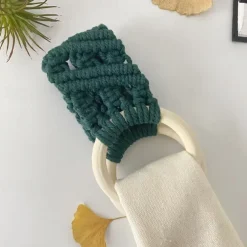 Boho Crochet Towel Ring, Mother's Day Gift Macrame Kitchen Towel Holder, Macrame Towel Holder Ring, Crochet Hanging Towels Loop Ring Knit Towel Hanger, Handmade Macrame Dish Towel Holder Decoration