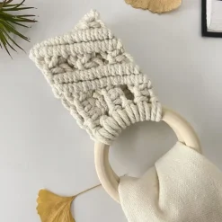 Boho Crochet Towel Ring, Mother's Day Gift Macrame Kitchen Towel Holder, Macrame Towel Holder Ring, Crochet Hanging Towels Loop Ring Knit Towel Hanger, Handmade Macrame Dish Towel Holder Decoration