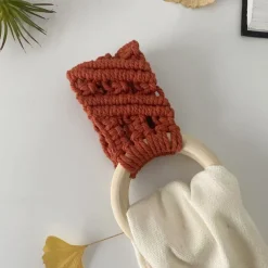 Boho Crochet Towel Ring, Mother's Day Gift Macrame Kitchen Towel Holder, Macrame Towel Holder Ring, Crochet Hanging Towels Loop Ring Knit Towel Hanger, Handmade Macrame Dish Towel Holder Decoration