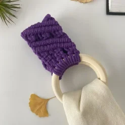 Boho Crochet Towel Ring, Mother's Day Gift Macrame Kitchen Towel Holder, Macrame Towel Holder Ring, Crochet Hanging Towels Loop Ring Knit Towel Hanger, Handmade Macrame Dish Towel Holder Decoration