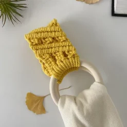 Boho Crochet Towel Ring, Mother's Day Gift Macrame Kitchen Towel Holder, Macrame Towel Holder Ring, Crochet Hanging Towels Loop Ring Knit Towel Hanger, Handmade Macrame Dish Towel Holder Decoration