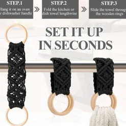 Boho Crochet Towel Ring, Mother's Day Gift Macrame Kitchen Towel Holder, Macrame Towel Holder Ring, Crochet Hanging Towels Loop Ring Knit Towel Hanger, Handmade Macrame Dish Towel Holder Decoration