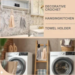 Boho Crochet Towel Ring, Mother's Day Gift Macrame Kitchen Towel Holder, Macrame Towel Holder Ring, Crochet Hanging Towels Loop Ring Knit Towel Hanger, Handmade Macrame Dish Towel Holder Decoration