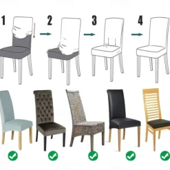 BOHO Dining Chair Cover Farmhouse Stretch Chair Seat Slipcover Spandex Washable Cover Kitchen Protector for Dining Room Wedding Ceremony Durable