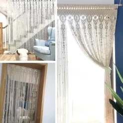 Boho Door Curtain Rod Pocket Valance Farmhouse Flower for Bathroom Hotel Kitchen Living Room Window Tier Curtain,Door Curatin, Girls Bedroom Cascade