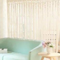 Boho Door Curtain Rod Pocket Valance Farmhouse Flower for Bathroom Hotel Kitchen Living Room Window Tier Curtain,Door Curatin, Girls Bedroom Cascade