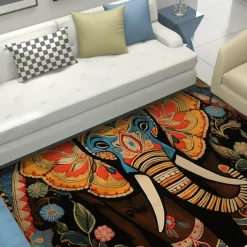 Boho Elephants Area Rug Kitchen Mat Non-Slip Oil Proof Floor Mat Livingroom Rug Indoor Outdoor Mat Bedroom Decor Bathroom Mat Entrance Rug Door Mat