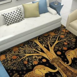 Boho Elephants Area Rug Kitchen Mat Non-Slip Oil Proof Floor Mat Livingroom Rug Indoor Outdoor Mat Bedroom Decor Bathroom Mat Entrance Rug Door Mat