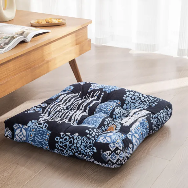 Boho Floor Pillow,Square Floor Seat Cushions Tatami Large Meditation Cushion for Adults, Square Pillows Seating for Yoga Living Room Home Decor, Memory Foam Added