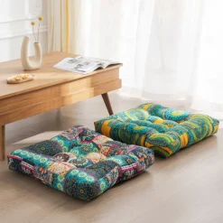 Boho Floor Pillow,Square Floor Seat Cushions Tatami Large Meditation Cushion for Adults, Square Pillows Seating for Yoga Living Room Home Decor, Memory Foam Added