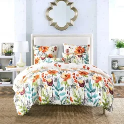Boho Flower Duvet Cover Full Size Bohemian Lines Bedding Set Aztec Line Bed Sets Geomtric Quilt Cover Soft Lightweight Comforter Cover with 2 Pillowcases for Summer Spring