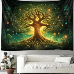 Boho Hanging Tapestry Wall Art Tree of Life Large Tapestry Mural Decor Photograph Backdrop Blanket Curtain Home Bedroom Living Room Decoration