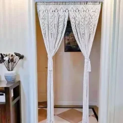 Boho Macrame Curtains Sliding Door Curtain Woven Bohemian Tapestry Decor,Outdoor Curtain Privacy, Patio Wedding Decoration, Room Divider for Pergola, Gazebo, Balcony, Porch