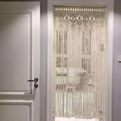 Boho Macrame Curtains Sliding Door Curtain Woven Bohemian Tapestry Decor,Outdoor Curtain Privacy, Patio Wedding Decoration, Room Divider for Pergola, Gazebo, Balcony, Porch
