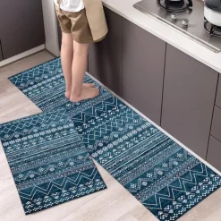 Boho Style Kitchen Mat Kitchen Rug Set of 2 Pcs,Perfect for Kitchen, Bathroom, Living Room, Soft, Absorbent Microfiber Material, Non-Slip, Easy Clean Machine Washable Floor Runner