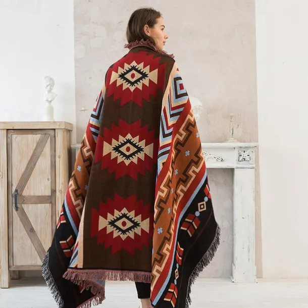 Boho Throw Blanket, Colorful Chenille Woven Bohemian Sofa Slipcover Recliner Loveseat Furniture Cover Aztec Hippie Throws Blankets