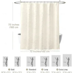 Boho White Woven Fabric Shower Curtain with Tassel 180cm 70
