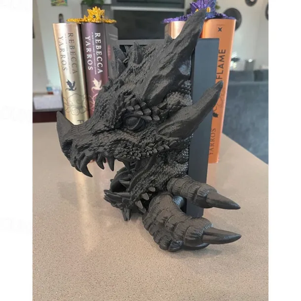 Bookshelf Dragon Decor, Fantasy Decoration, Home Ornament Display Piece, Bookshelf Stand with Dragon Design, Non-Electric