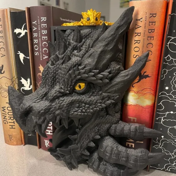 Bookshelf Dragon Decor, Fantasy Decoration, Home Ornament Display Piece, Bookshelf Stand with Dragon Design, Non-Electric