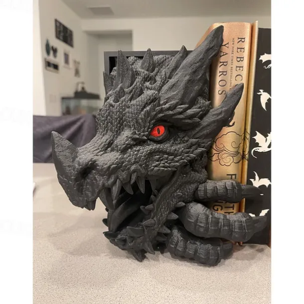 Bookshelf Dragon Decor, Fantasy Decoration, Home Ornament Display Piece, Bookshelf Stand with Dragon Design, Non-Electric
