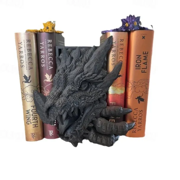 Bookshelf Dragon Decor, Fantasy Decoration, Home Ornament Display Piece, Bookshelf Stand with Dragon Design, Non-Electric