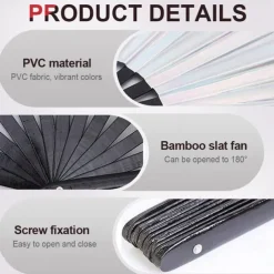 Boots on The Ground Fan Large Holographic Folding Hand Fan Line Dance Popping, Clap Fans for Line Dancing Foldable Craft Holding Laser Colors Hand Fan