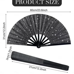 Boots on The Ground Fan Large Holographic Folding Hand Fan Line Dance Popping Fan, Clap Fans for Line Dancing Foldable Craft Holding Laser Colors Hand Fan