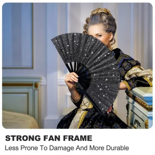 Boots on The Ground Fan Large Holographic Folding Hand Fan Line Dance Popping Fan, Clap Fans for Line Dancing Foldable Craft Holding Laser Colors Hand Fan