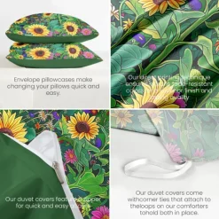 Botanical Floral Duvet Cover Set - Includes Duvet Cover and Pillowcases - Elegant and Nature-Inspired Design - Soft and Comfortable Fabric - Perfect for Bedroom Decor